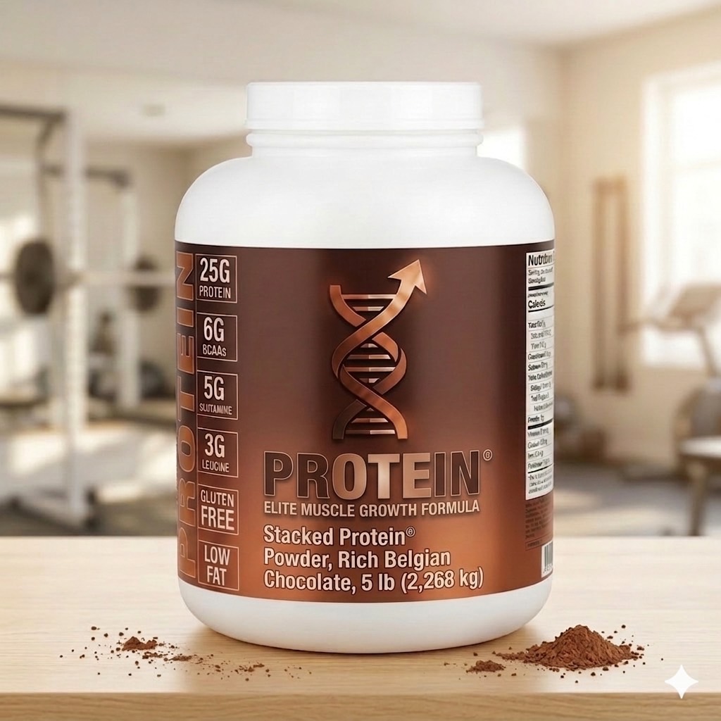 Stacked Protein(プロテインパウダー)5 lb (2.268 kg) リッチベルギーチョコレート